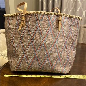 Sondra Roberts Multicolor Woven Tote Bag